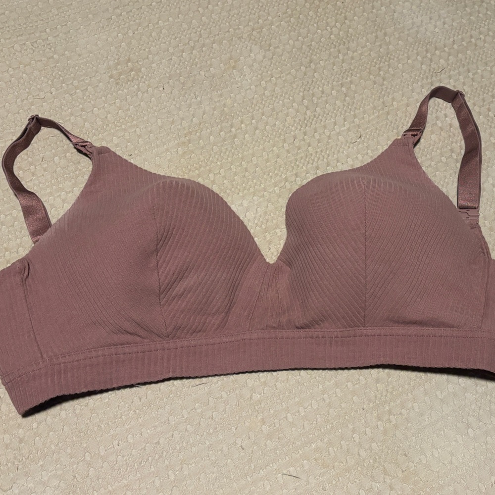 Kindred Bravely Mauve Ribbed Nursing Bra - XL Busty